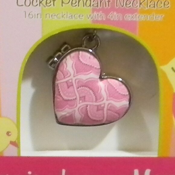 Jil Zarah Heart Locket Pendant Necklace 16 inch Pink Clay "I Love You Mom" NEW - Picture 2 of 8